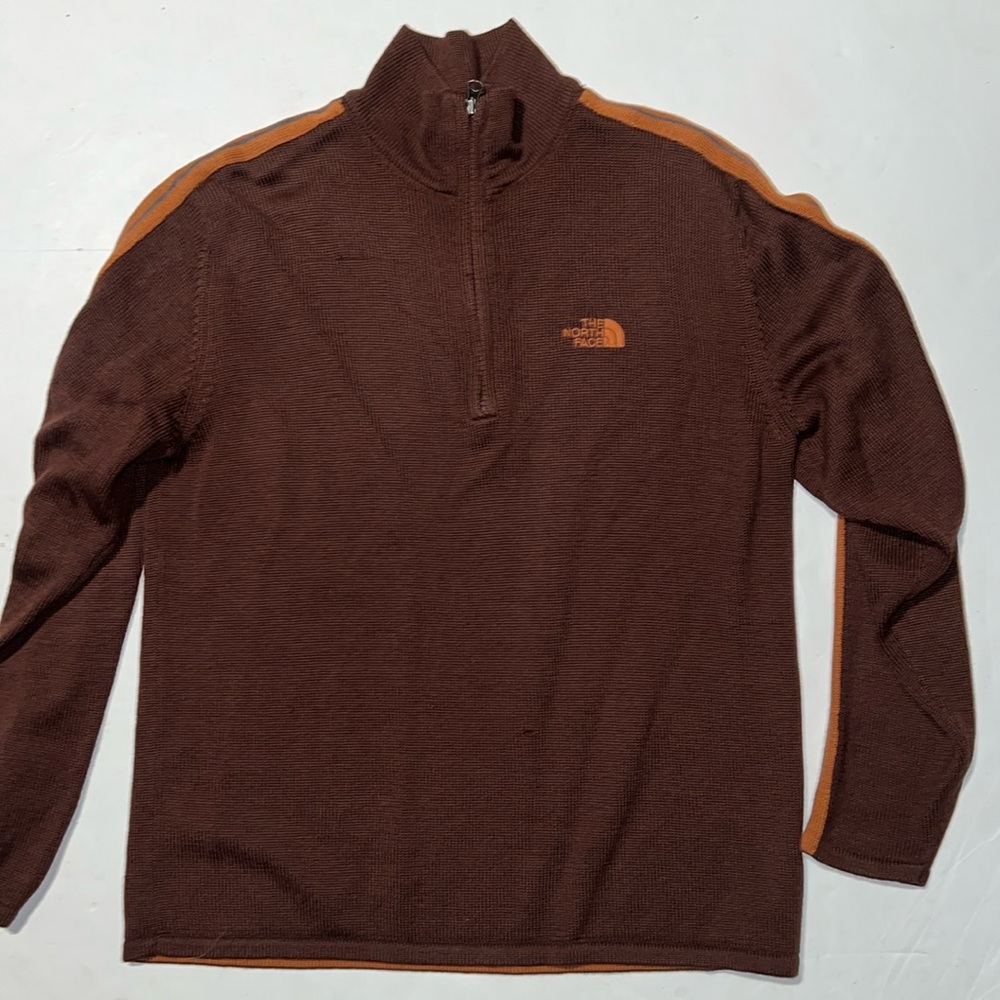 The North Face Brown with Orange stripes Sweater